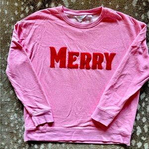 Shiraleah Pink With Red “Merry” Sweatshirt